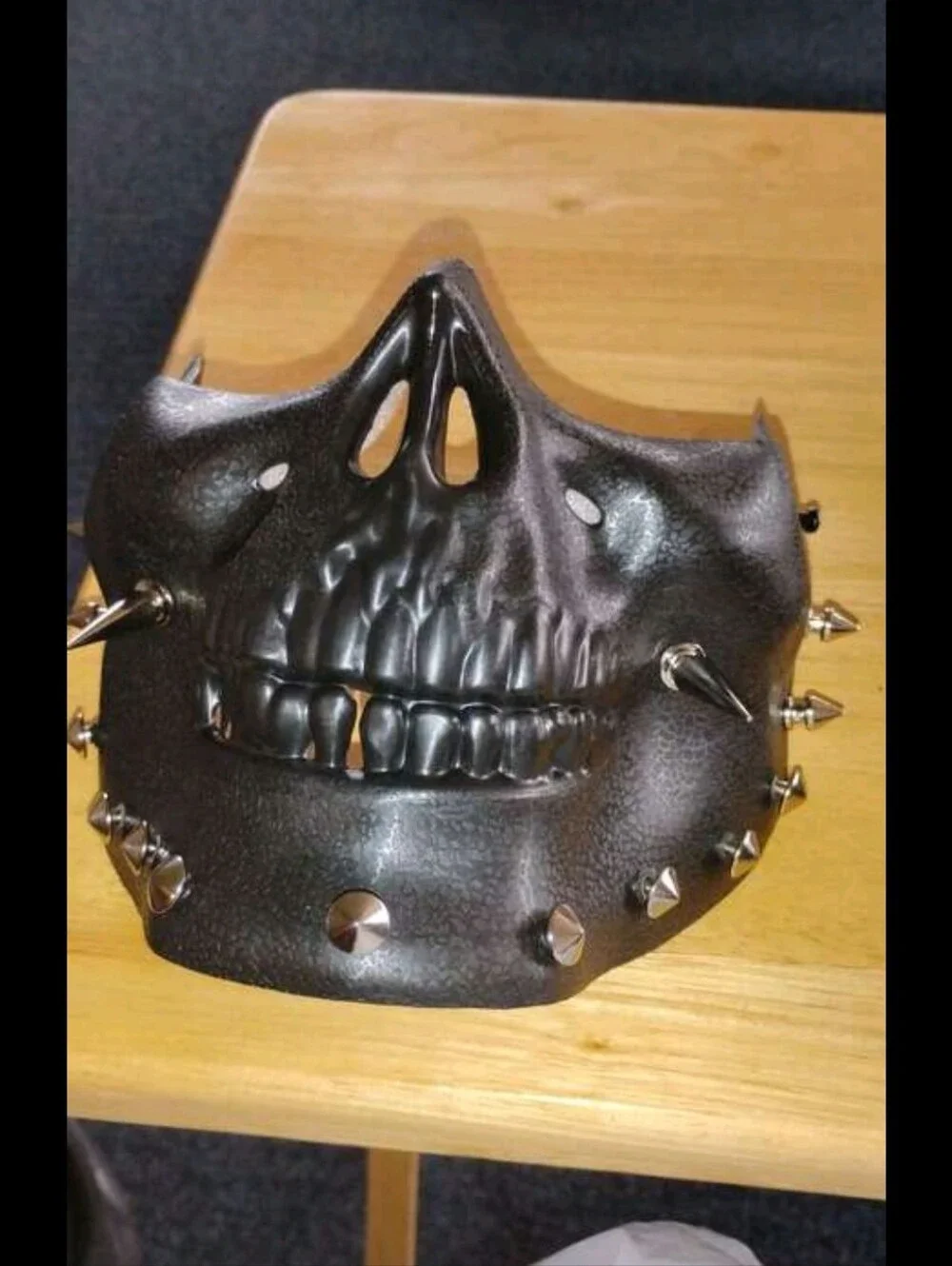 Studded Black Skull Face Mask - Women Accessories